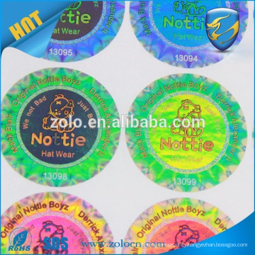 CUSTOM colorful hologram PET sticker for hat/Hot stamp hat holograms